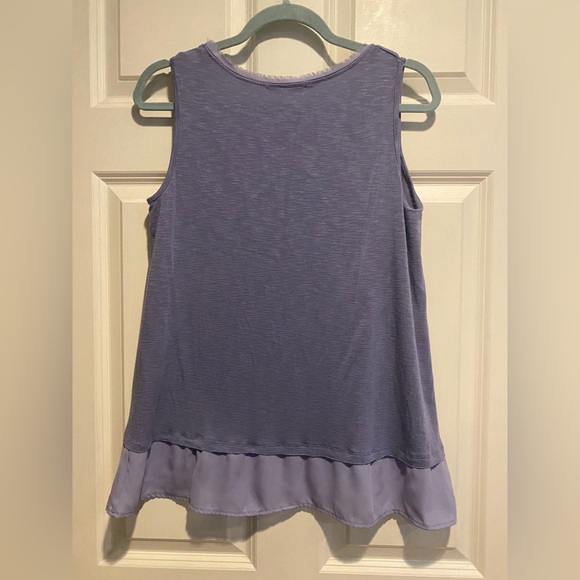 Kim & Cami Womens Purple/Blue Ruffled Peplum Tank Top Shirt Sz L* - Picture 2 of 5